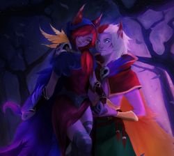 Xayah & Rakan by Frey Black HD Wallpaper Fan Art Artwork League of Legends lol