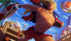 Pool Party Taric Splash Art HD 4k 6k Wallpaper Background Official Art Artwork League of Legends lol
