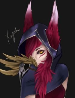 Xayah Portrait by goldenncat HD Wallpaper Fan Art Artwork League of Legends lol
