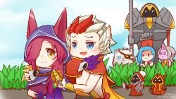 Chibi Xayah, Rakan, Rengar, Jinx & Soraka by 乐小君Yogin HD Wallpaper Fan Art Artwork League of Legends lol