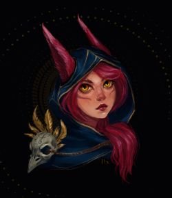 Xayah Portrait by Ilzavroz HD Wallpaper Background Fan Art Artwork League of Legends lol
