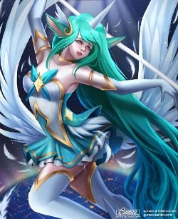 Star Guardian Soraka by gumae HD Wallpaper Background Fan Art Artwork League of Legends lol
