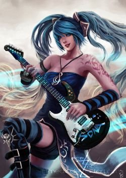 Rockstar Sona by AimedZ HD Wallpaper Fan Art Artwork League of Legends lol
