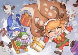 Winter Wonder Lulu, Snow Fawn Poppy & Earnest Elf Tristana by SplashBrush HD Wallpaper Background Fan Art Artwork League of Legends lol