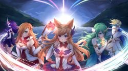 Star Guardian Ahri, Miss Fortune, Soraka, Ezreal & Syndra by RKTSM HD Wallpaper Background Fan Art Artwork League of Legends lol