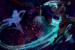Ekko Vs Sion by robynlauart HD Wallpaper Fan Art Artwork League of Legends lol