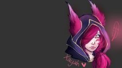 Xayah Portrait by Putput-Chan HD Wallpaper Official Artwork League of Legends lol