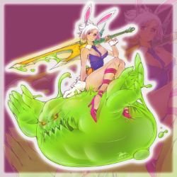 Battle Bunny Riven & Zac by EJAMI HD Wallpaper Fan Art Artwork League of Legends lol
