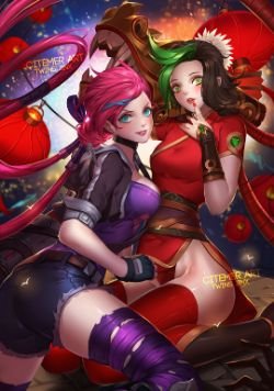 Firecracker Jinx & Vi by citemer HD Wallpaper Fan Art Artwork League of Legends lol
