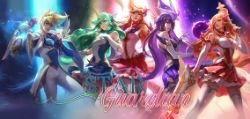 Star Guardian Ahri, Soraka, Miss Fortune, Syndra & Ezreal by Niamesis HD Wallpaper Background Fan Art Artwork League of Legends lol