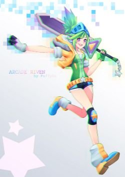 Arcade Riven by Puffyko HD Wallpaper Fan Art Artwork League of Legends lol