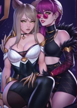 K/DA Evelynn & Ahri by Sciamano240 HD Wallpaper Background Fan Art Artwork League of Legends lol