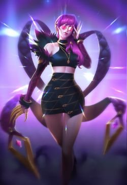 K/DA Evelynn by halmaneee HD Wallpaper Background Fan Art Artwork League of Legends lol