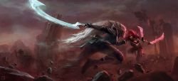 Katarina Vs Diana by qiang zhou HD Wallpaper Background Fan Art Artwork League of Legends lol