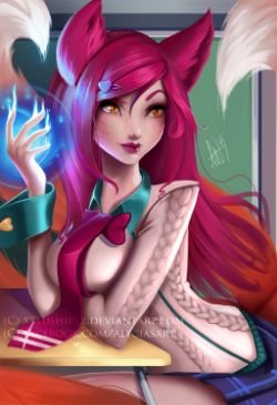 Academy Ahri by Lushies-Art (2) League of Legends Artwork Wallpaper lol