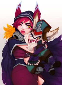 Xayah & Kled by xCheani HD Wallpaper Background Fan Art Artwork League of Legends lol