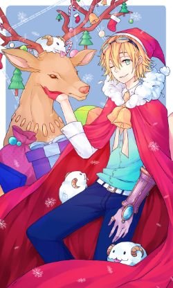 Christmas Ezreal by 骰子 (サイコロ) HD Wallpaper Fan Art Artwork League of Legends lol