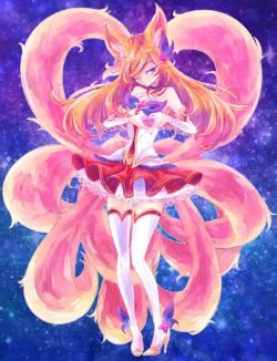 Star Guardian Ahri by しまった HD Wallpaper Background Fan Art Artwork League of Legends lol