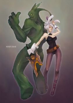 Battle Bunny Riven & Zac by MonoriRogue HD Wallpaper Fan Art Artwork League of Legends lol