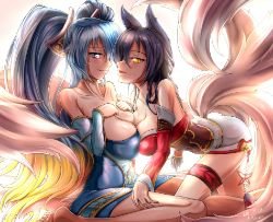 Sexy Ahri x Sona by HOCEN HD Wallpaper Background Fan Art Artwork League of Legends lol