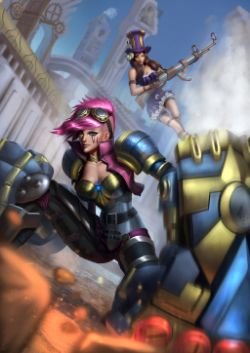 Caitlyn & Vi by Zamberz HD Wallpaper Background Fan Art Artwork League of Legends lol