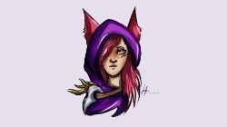Xayah Portrait by Sandra Sanchez HD Wallpaper Fan Art Artwork League of Legends lol