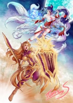 Ahri Vs Leona by Torn_S League of Legends Artwork HD Wallpaper lolFan Art Artwork