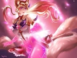 Star Guardian Ahri Transformation by Toniji-Arts HD 4k Wallpaper Background Fan Art Artwork League of Legends lol