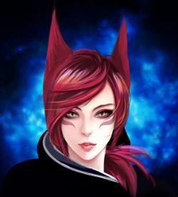 Xayah Portrait by 糯米丸 HD Wallpaper Fan Art Artwork League of Legends lol