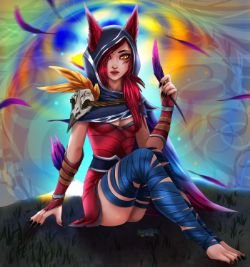 Xayah by somiko147 HD Wallpaper Fan Art Artwork League of Legends lol