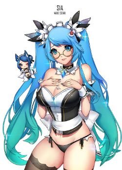 Sexy Maid Sona & Chibi Maid Ahri by Cian Yo HD Wallpaper Background Fan Art Artwork League of Legends lol