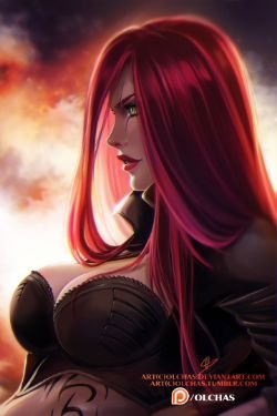 Katarina by- OlchaS HD Wallpaper Fan Art Artwork League of Legends lol