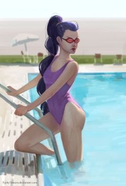 Pool Party Vayne by TychyTamara HD Wallpaper Fan Art Artwork League of Legends lol