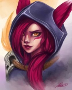 Xayah Portrait by Rorani HD Wallpaper Fan Art Artwork League of Legends lol