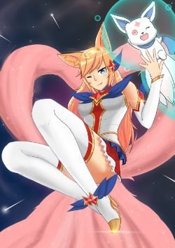 Star Guardian Ahri by bepukupuku (2) HD Wallpaper Background Fan Art Artwork League of Legends lol