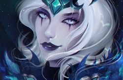 Ravenborn LeBlanc Portrait by Haeaswen HD Wallpaper Fan Art Artwork League of Legends lol