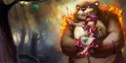 Red Riding Annie Splash Art League of Legends Artwork Wallpaper lol