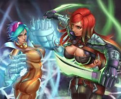 Neon Strike Vi & Katarina by Fenka HD Wallpaper Fan Art Artwork League of Legends lol