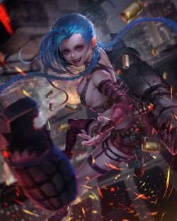 Jinx by Crow Tian HD Wallpaper Background Fan Art Artwork League of Legends lol