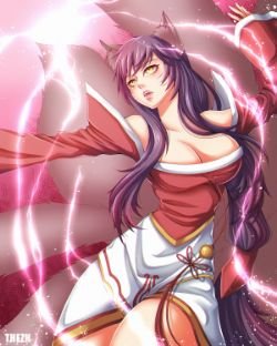 Ahri by THEZH HD Wallpaper Background Fan Art Artwork League of Legends lol