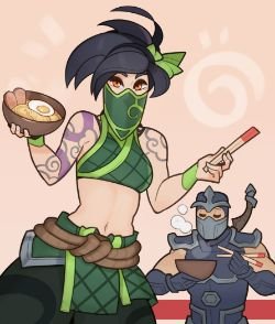 Akali Rework & Shen by SplashBrush HD Wallpaper Background Fan Art Artwork League of Legends lol
