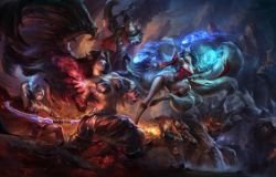 Season 4 Promo (Morgana, Ahri, Darius, Ashe, Graves, Malphite) HD Wallpaper Background Official Art Artwork League of Legends lol