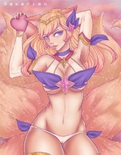 Sexy Star Guardian Ahri by Gawacchan HD Wallpaper Background Fan Art Artwork League of Legends lol