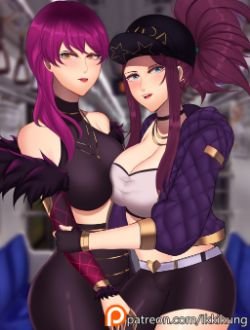 K/DA Akali & Evelynn by Ikkikung HD Wallpaper Background Fan Art Artwork League of Legends lol