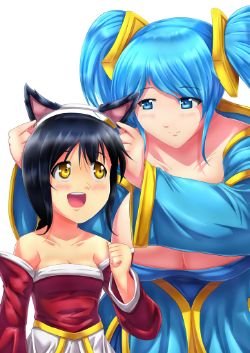 Little Ahri & Sona by Xano501 HD Wallpaper Fan Art Artwork League of Legends lol
