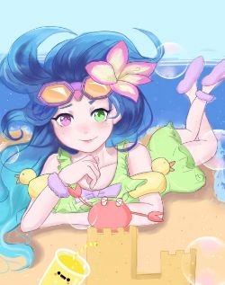 Pool Party Zoe by Two兔ovo HD Wallpaper Background Fan Art Artwork League of Legends lol