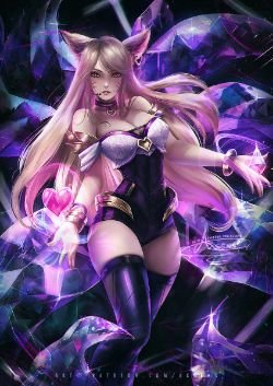 K/DA Ahri by Axsens HD Wallpaper Background Fan Art Artwork League of Legends lol