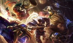 Jayce the Bright Hammer, Bard Bard & Sejuani Dawnchaser Splash Art HD 4k Wallpaper Background Official Art Artwork League of Legends lol