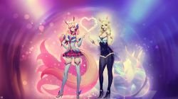 K/DA Ahri & Star Guardian Ahri by sakura314 HD Wallpaper Background Fan Art Artwork League of Legends lol