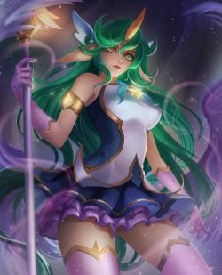 Star Guardian Soraka by 法克大魔王 HD Wallpaper Background Fan Art Artwork League of Legends lol